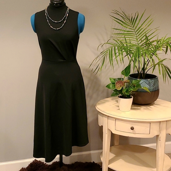 High Neck Asymmetric Midi Skater Dress - Picture 3 of 9